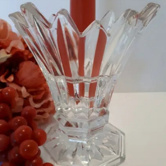 Vintage Cut Glass Clear Candle Holder - Picture 2 of 6